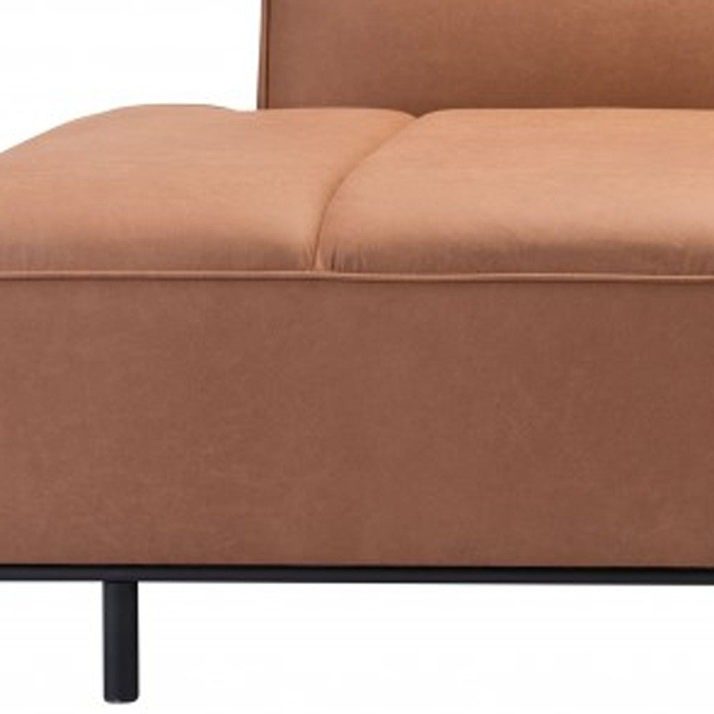 79" Brown Faux Leather Sofa With Black Legs-6