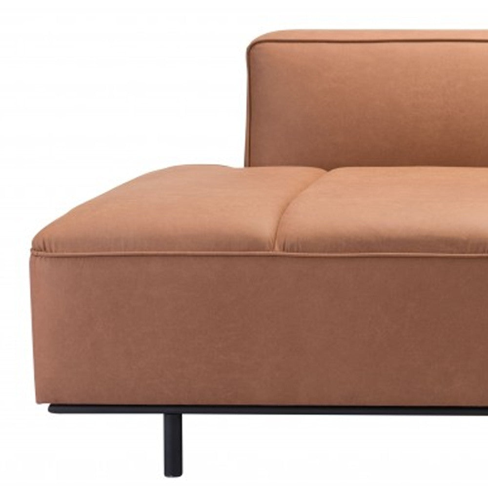79" Brown Faux Leather Sofa With Black Legs-7