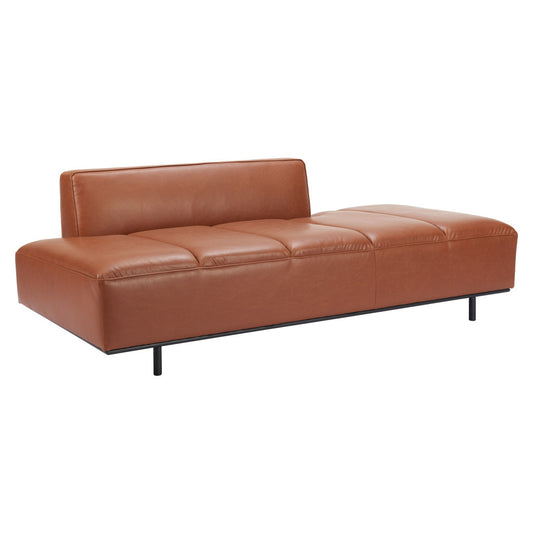79" Brown Faux Leather Sofa With Black Legs-0