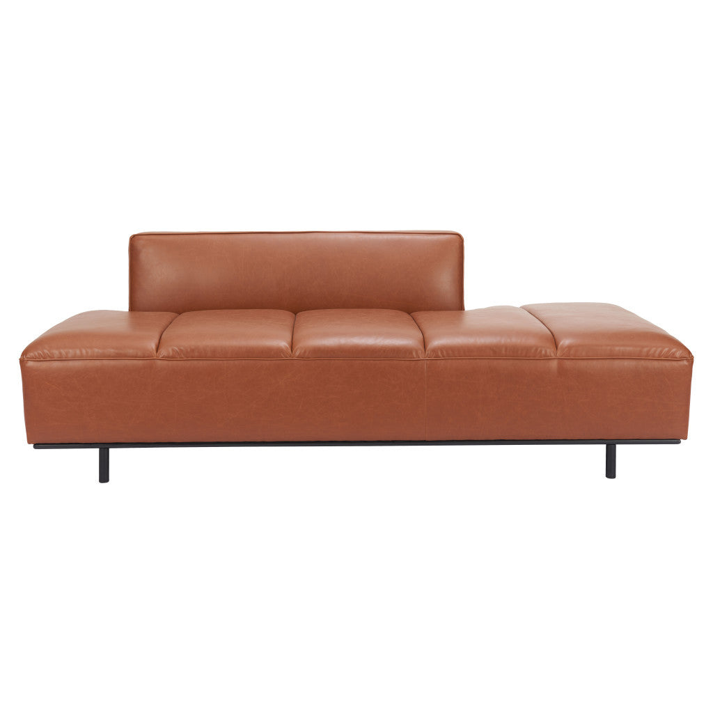79" Brown Faux Leather Sofa With Black Legs-2