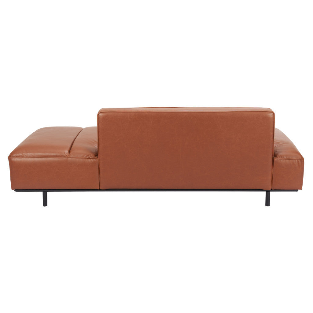 79" Brown Faux Leather Sofa With Black Legs-3