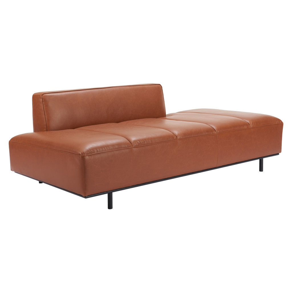 79" Brown Faux Leather Sofa With Black Legs-4