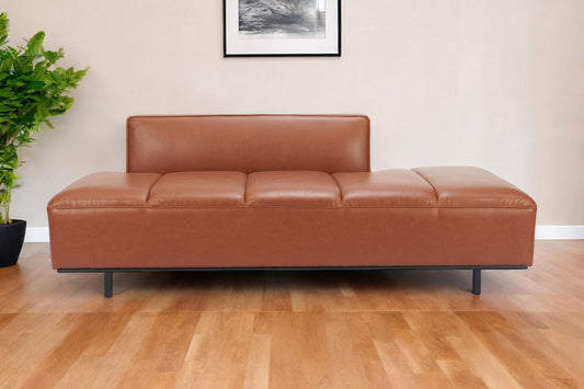 79" Brown Faux Leather Sofa With Black Legs-1