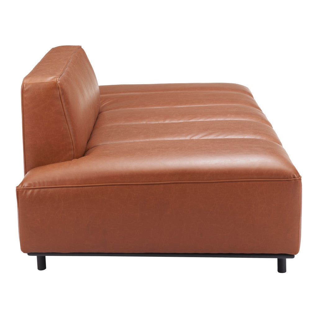 79" Brown Faux Leather Sofa With Black Legs-5