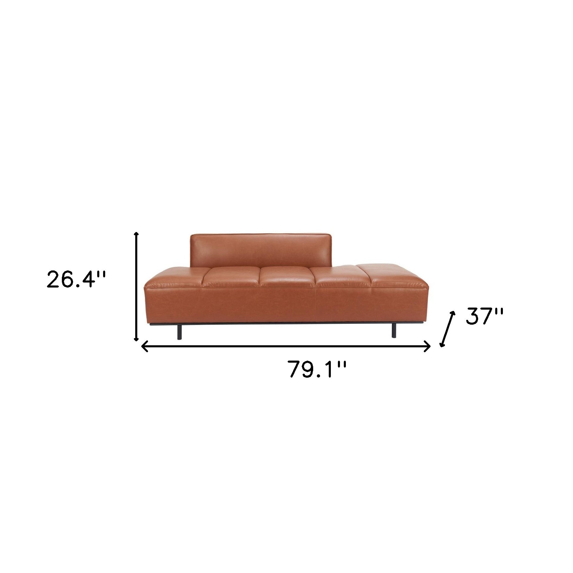79" Brown Faux Leather Sofa With Black Legs-8