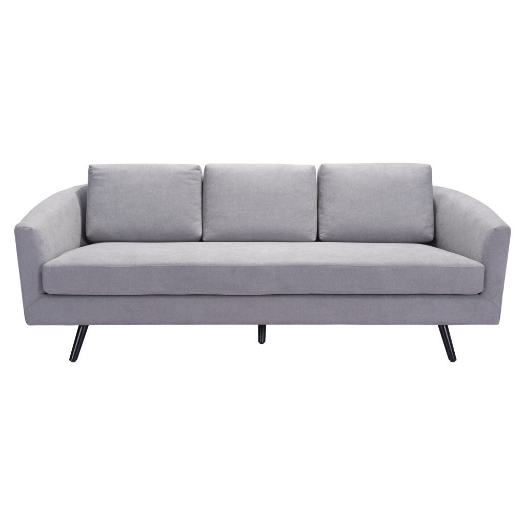 79" Gray Polyester Sofa With Black Legs-2