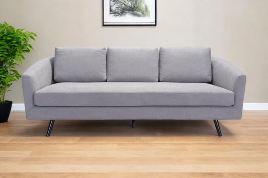 79" Gray Polyester Sofa With Black Legs-1