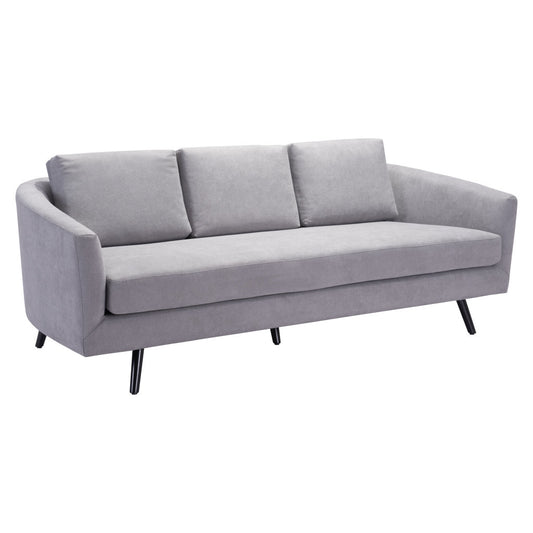 79" Gray Polyester Sofa With Black Legs-0