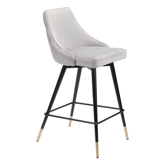 26" Gray And Black Steel Low Back Counter Height Bar Chair-0