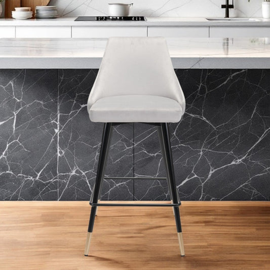 26" Gray And Black Steel Low Back Counter Height Bar Chair-1