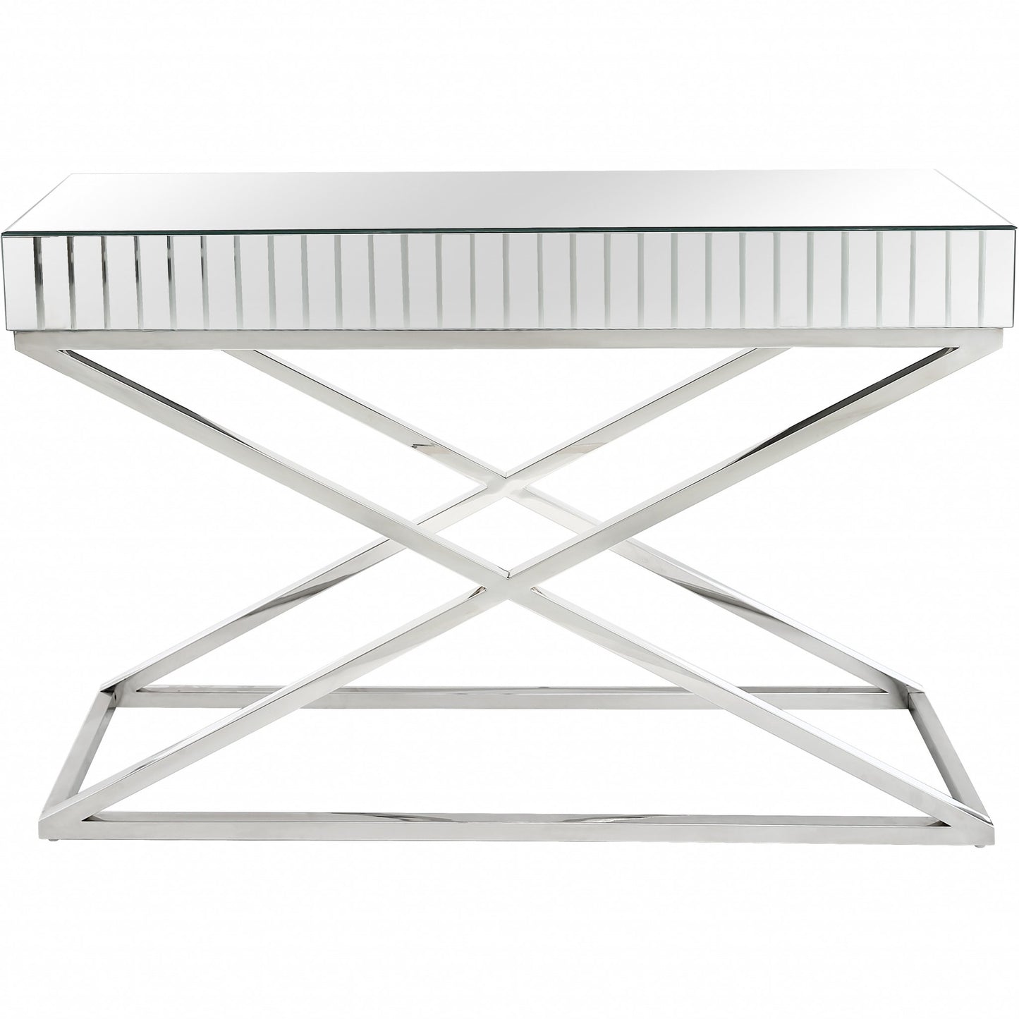 47" Silver Mirrored Glass Console Table-0