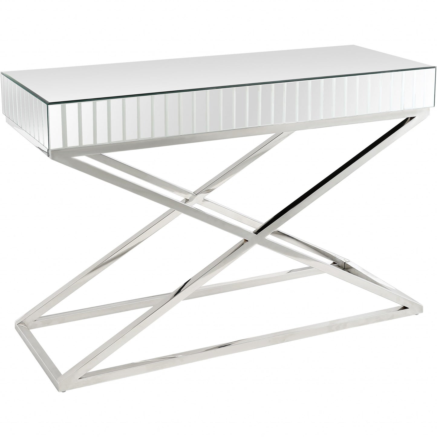 47" Silver Mirrored Glass Console Table-2