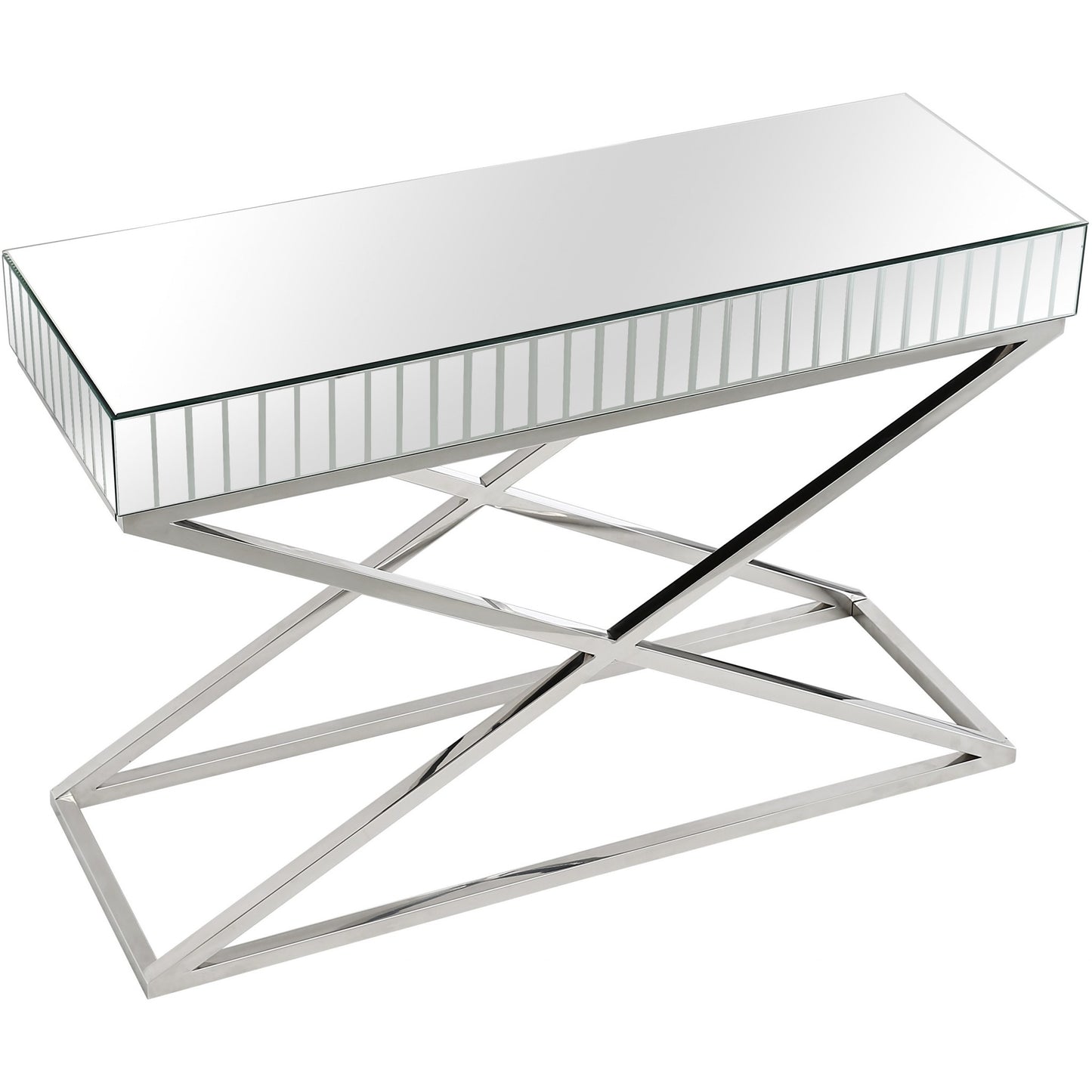 47" Silver Mirrored Glass Console Table-3