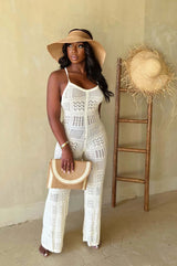 Sexy Knitted Geometric Cut-out Backless Jumpsuit