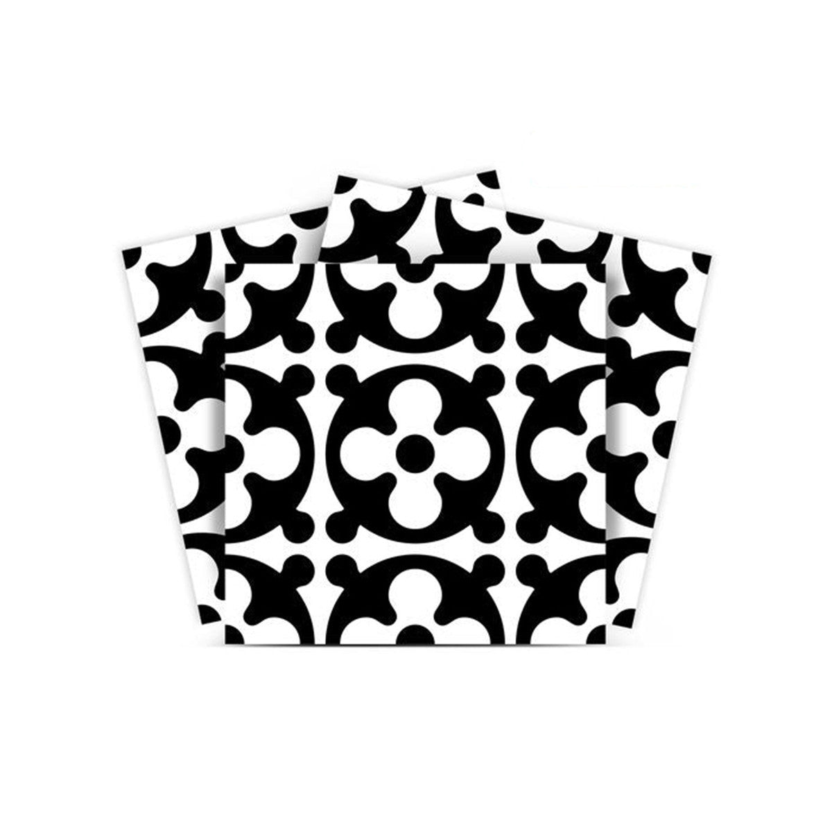 7" X 7" Black and White Medeci Peel and Stick Removable Tiles-1