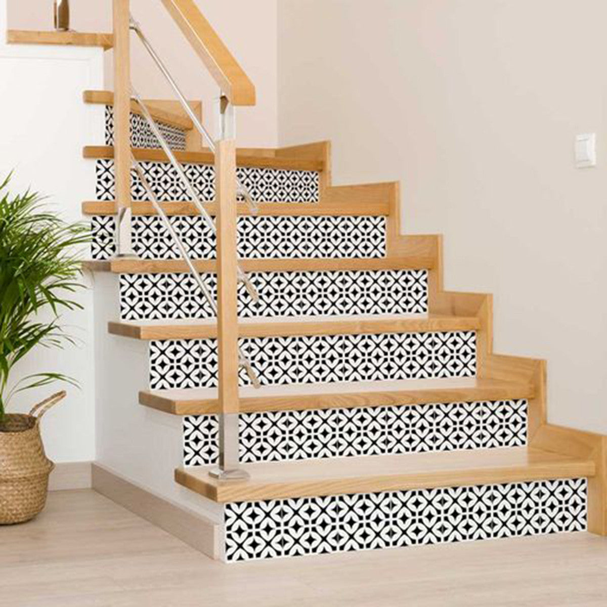 5" X 5" Black and White Pinna Peel and Stick Removable Tiles-3
