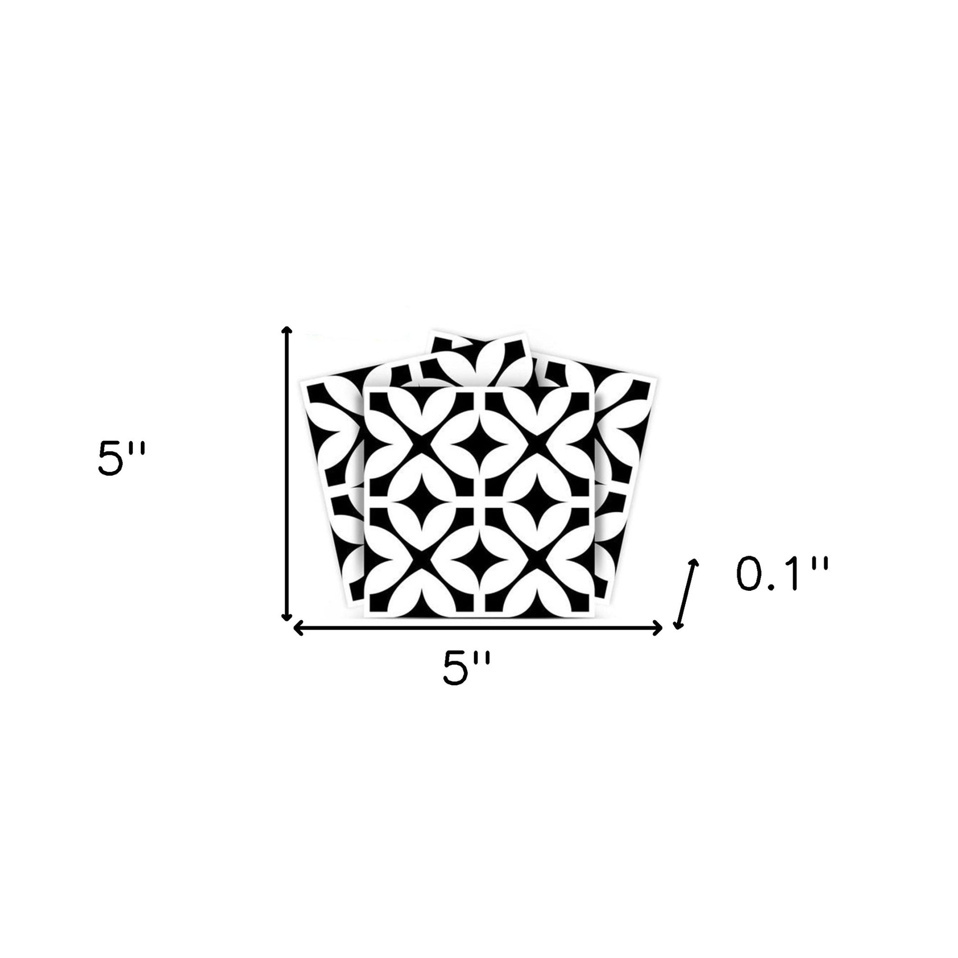 5" X 5" Black and White Pinna Peel and Stick Removable Tiles-8