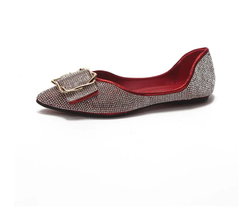 Classic Glam Pointed Toe Rhinestone Flat Shoes