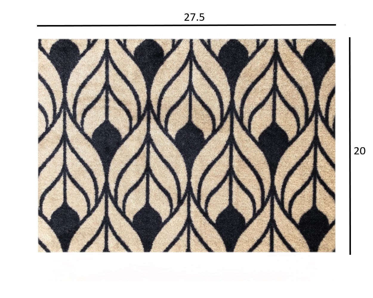2' X 3' Graphite and Tan Abstract Leaves Washable Floor Mat-7