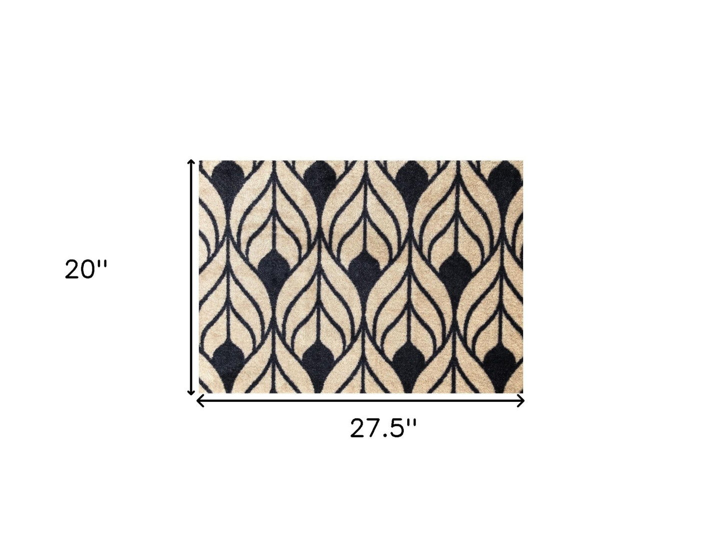 2' X 3' Graphite and Tan Abstract Leaves Washable Floor Mat-6