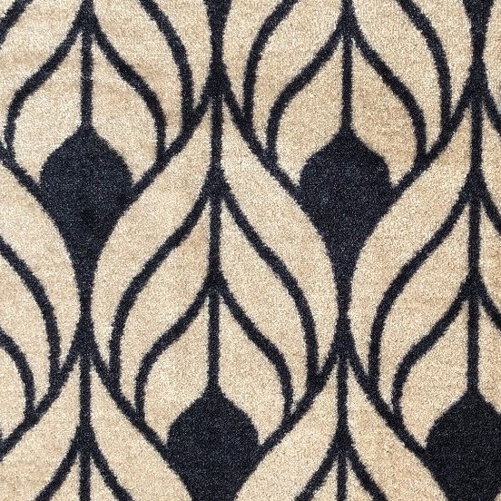 2' X 3' Graphite and Tan Abstract Leaves Washable Floor Mat-3