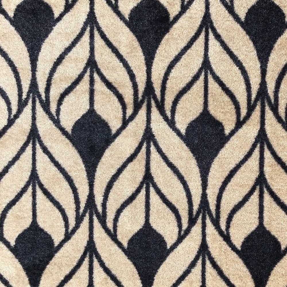 2' X 3' Graphite and Tan Abstract Leaves Washable Floor Mat-4