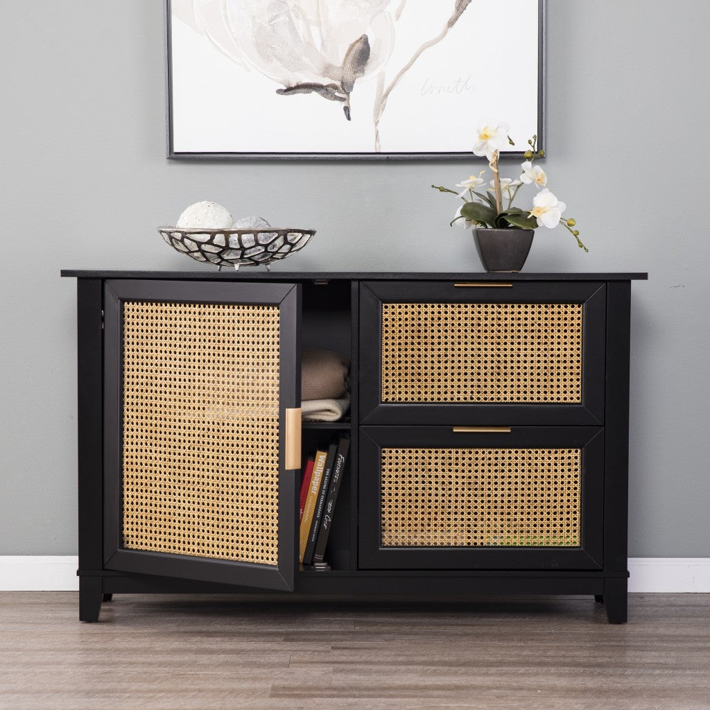 50" Black Solid Wood Two Drawer Sideboard-7