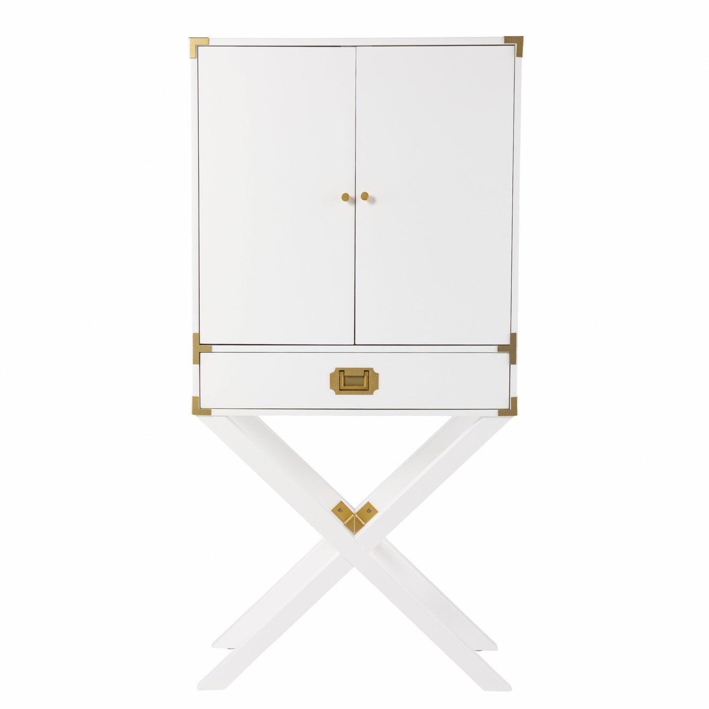30" White Corner Display Stand With One Shelf And One Drawer-1