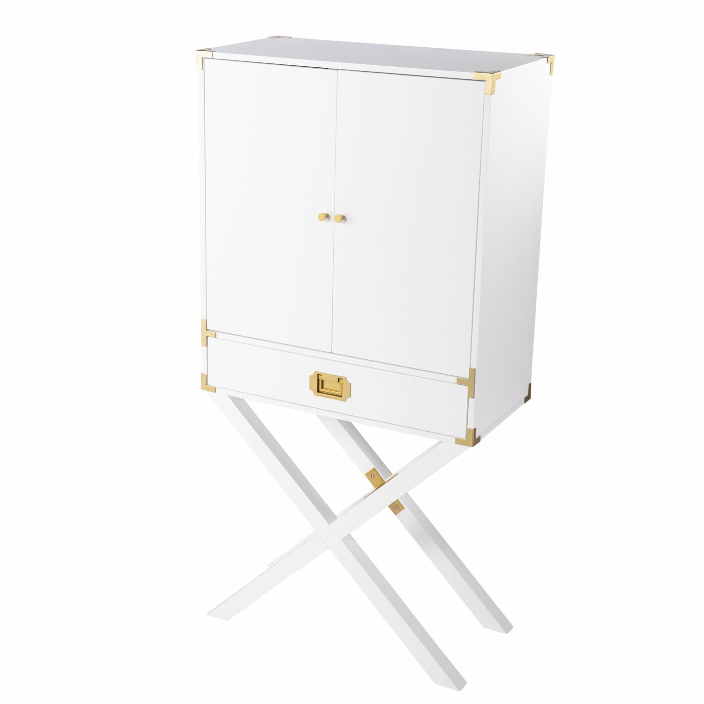 30" White Corner Display Stand With One Shelf And One Drawer-2