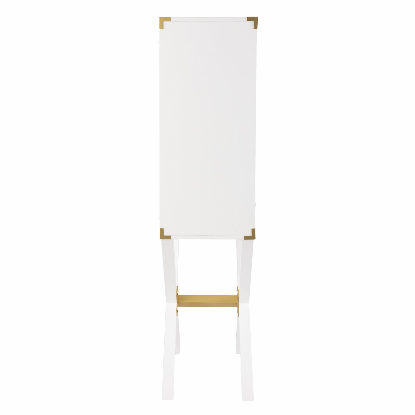 30" White Corner Display Stand With One Shelf And One Drawer-3