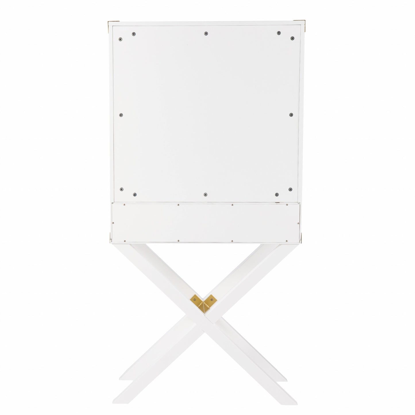 30" White Corner Display Stand With One Shelf And One Drawer-4