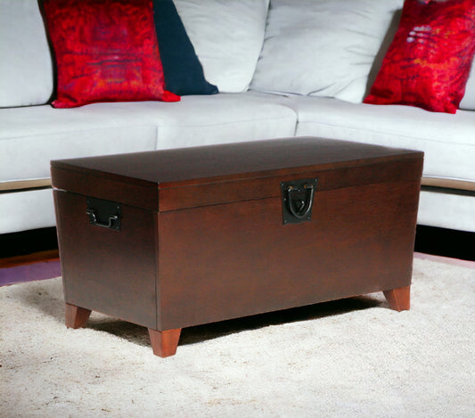 39" Brown Wood With Iron Trunk Coffee Table-1