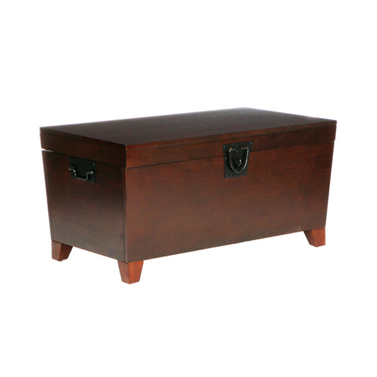 39" Brown Wood With Iron Trunk Coffee Table-0