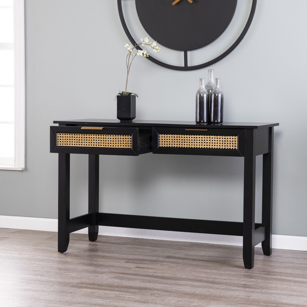 48" Black Console Table And Drawers-4