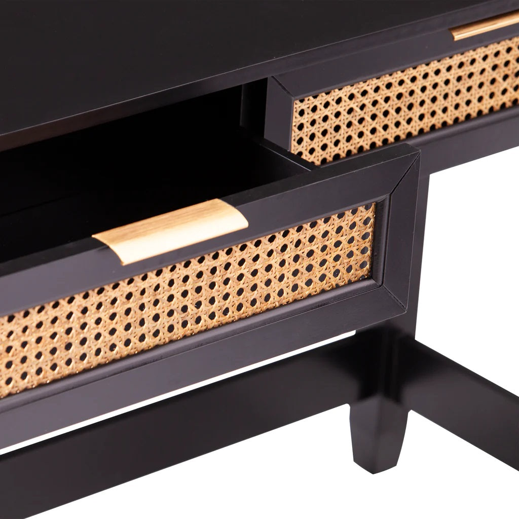48" Black Console Table And Drawers-5