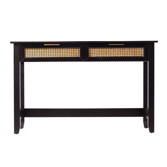 48" Black Console Table And Drawers-1