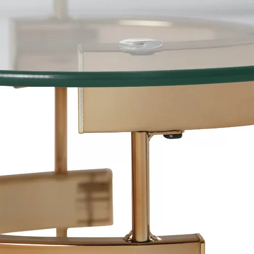 21" Champagne Glass And Iron Round End Table-7