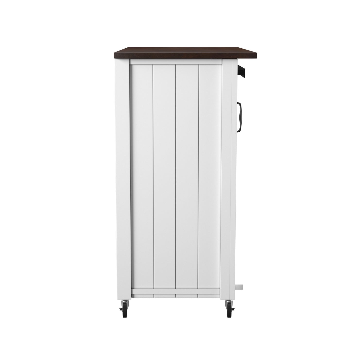 35" Dark Brown and White Wood Rolling Kitchen Cart-3