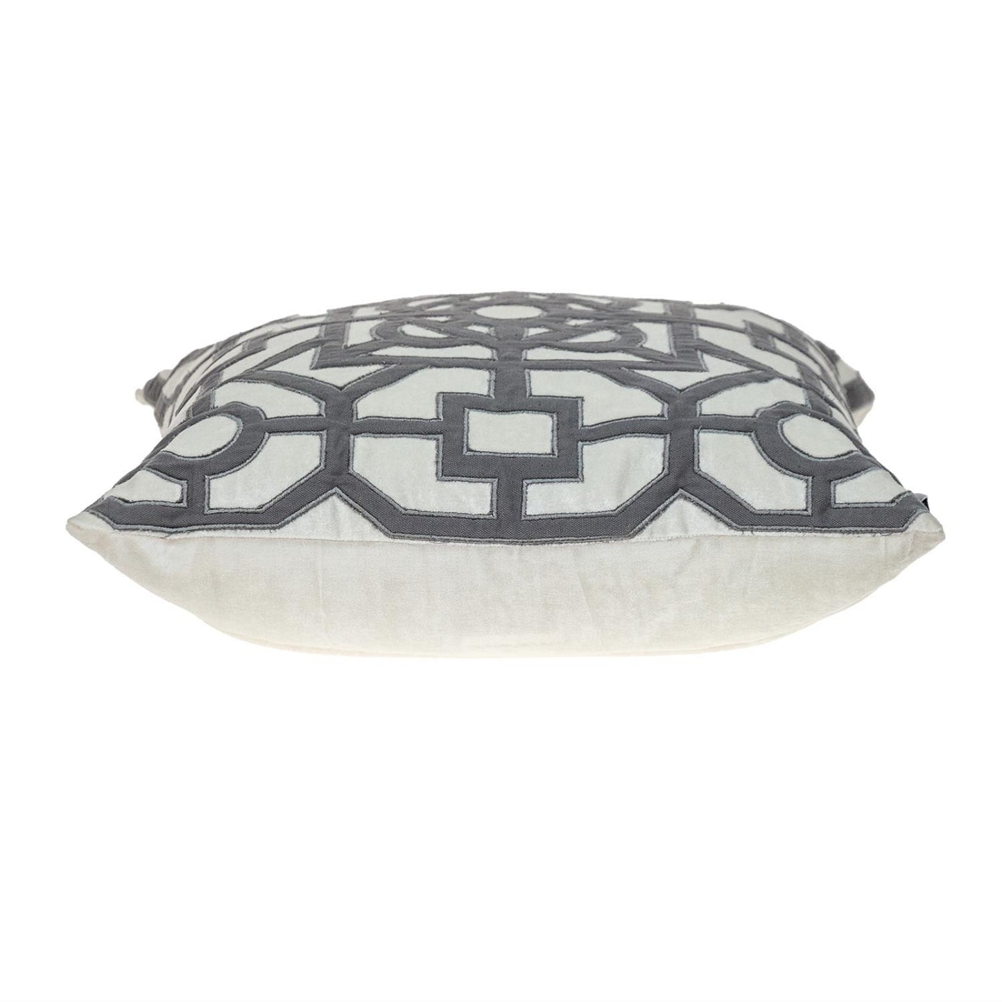 18" Gray And White Abstract Geometric Velvet Throw Pillow-2