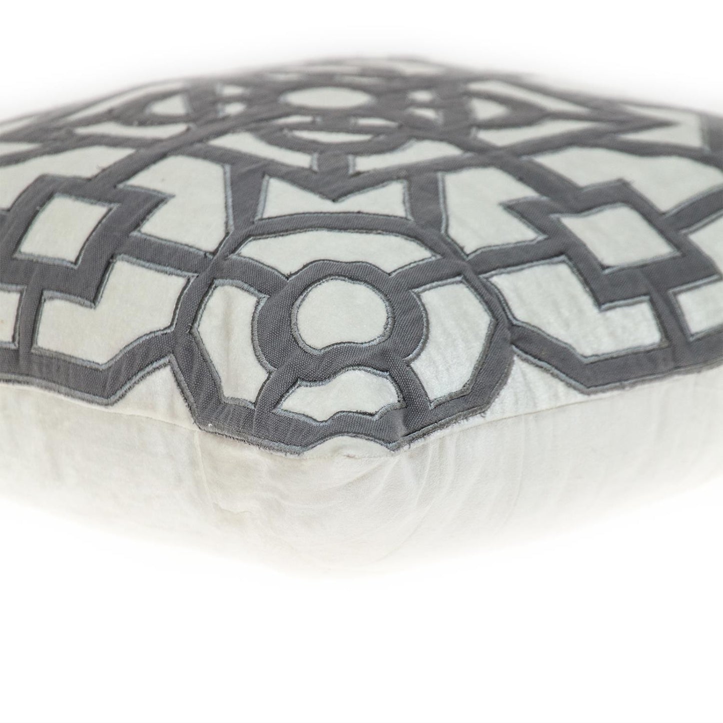 18" Gray And White Abstract Geometric Velvet Throw Pillow-3
