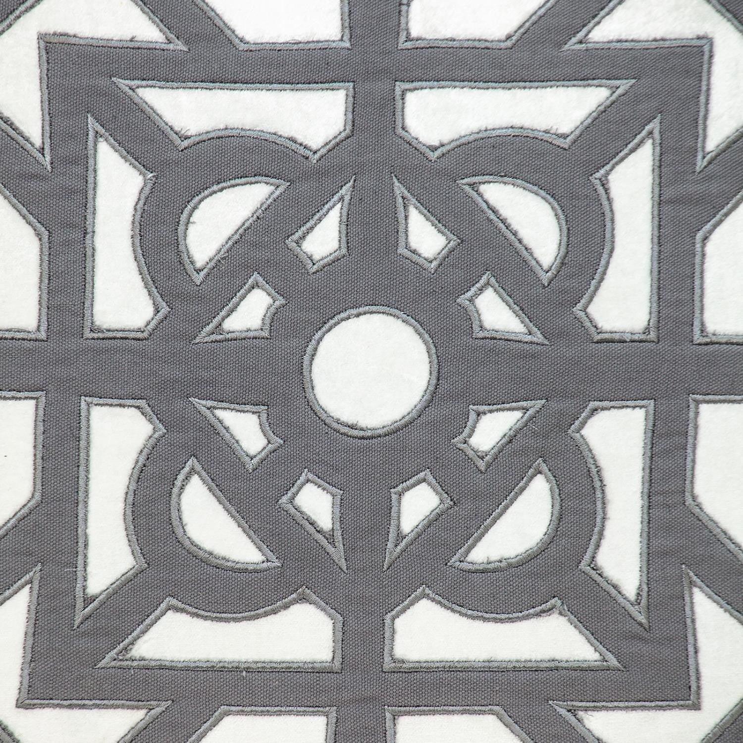 18" Gray And White Abstract Geometric Velvet Throw Pillow-4