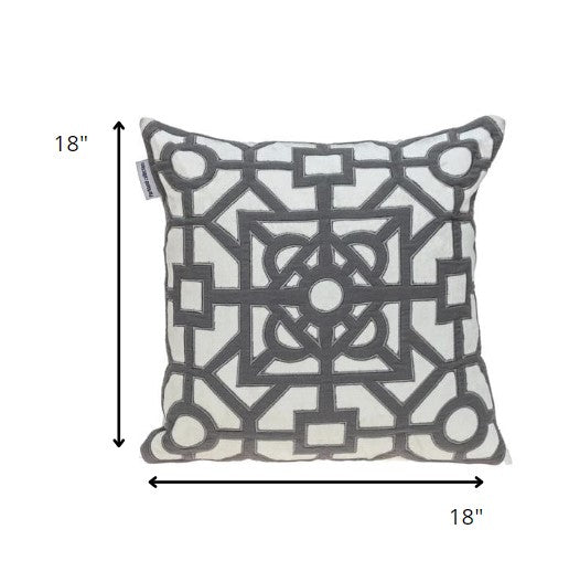 18" Gray And White Abstract Geometric Velvet Throw Pillow-5