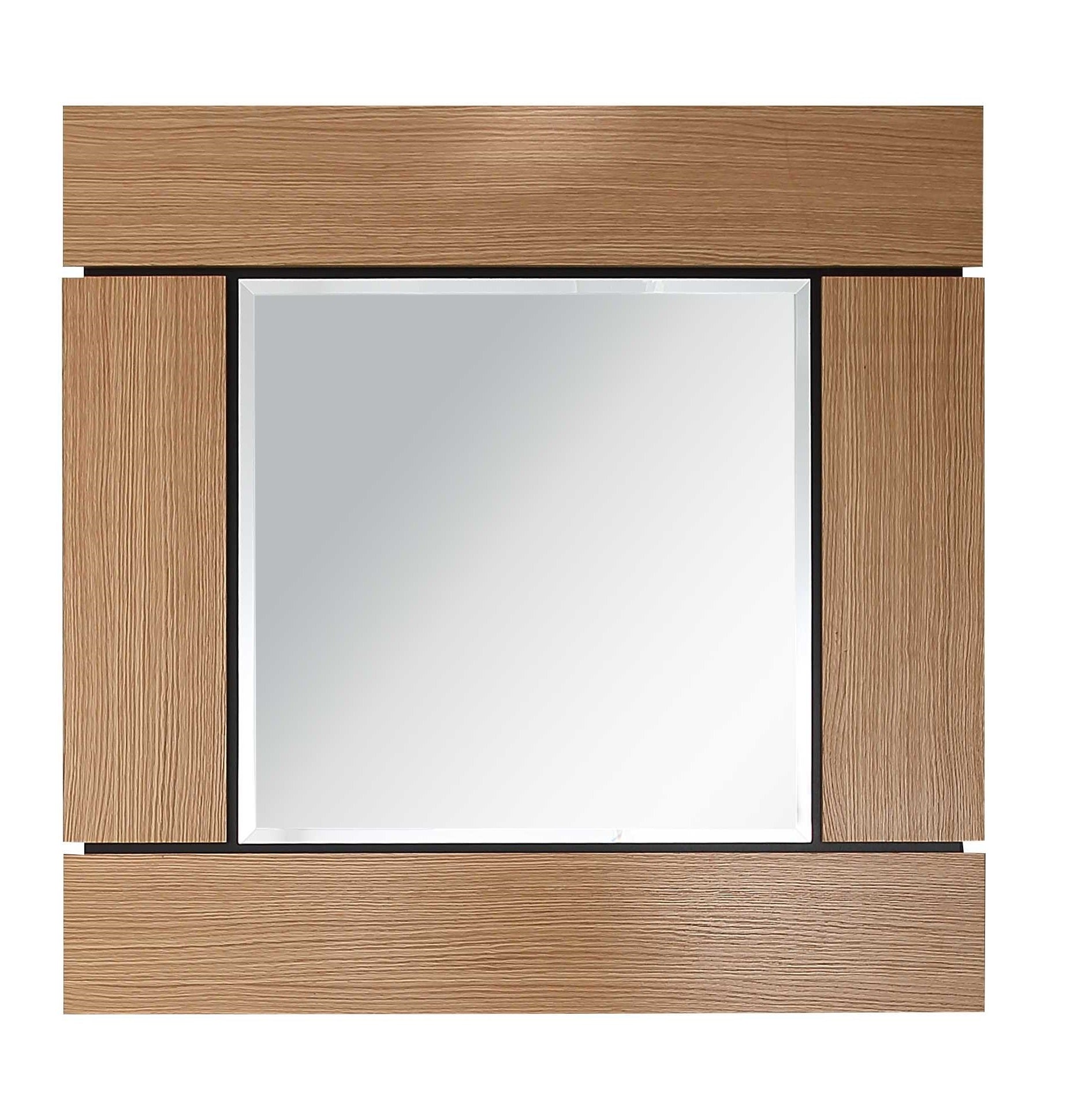35" Brown Square Accent Wood Mirror-1