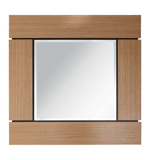35" Brown Square Accent Wood Mirror-1