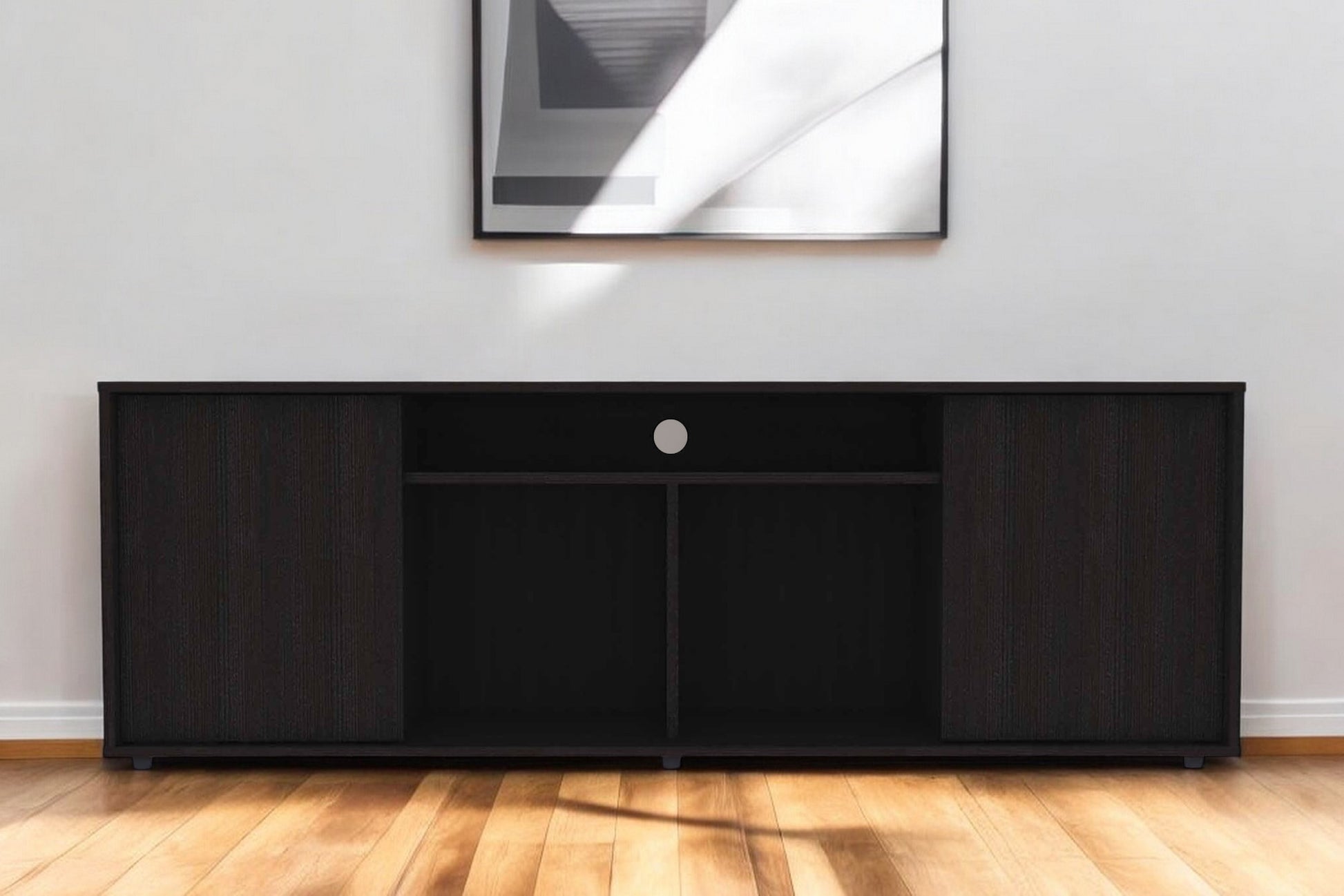 59" Black Open shelving TV Stand-1