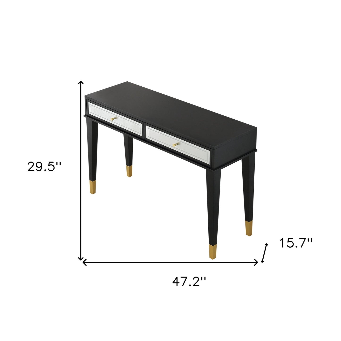 47" Black Silver and Gold Wood Console Table And Drawers-8