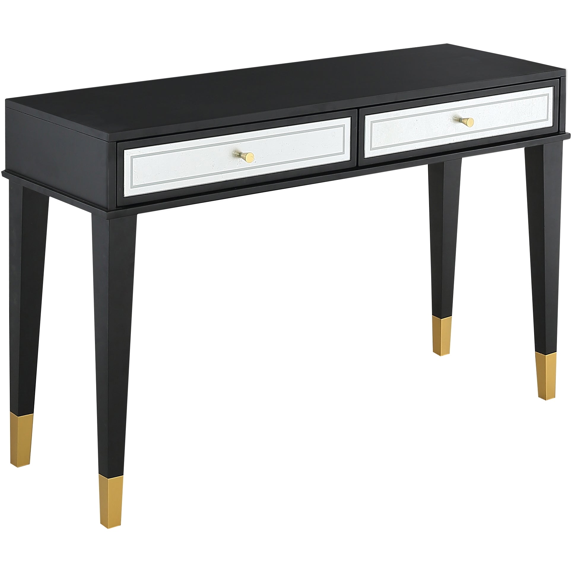 47" Black Silver and Gold Wood Console Table And Drawers-3