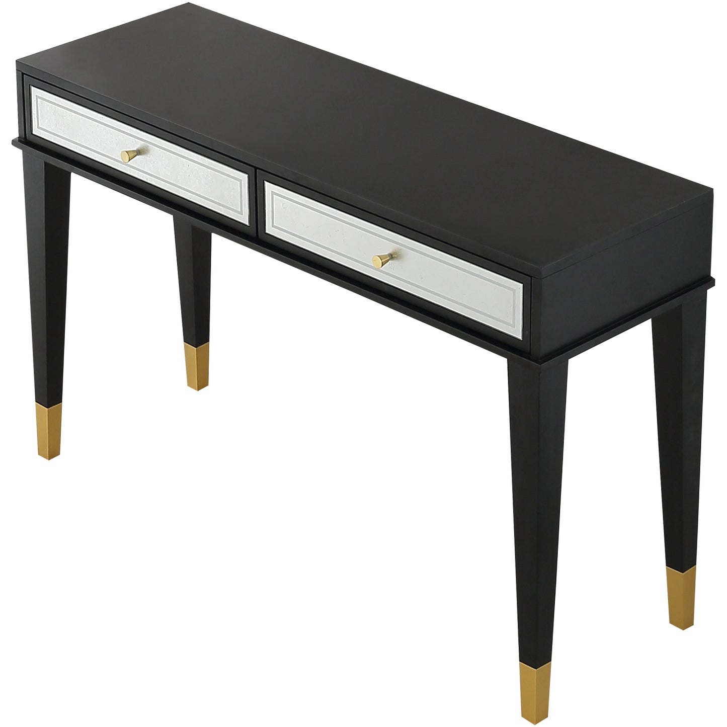 47" Black Silver and Gold Wood Console Table And Drawers-1