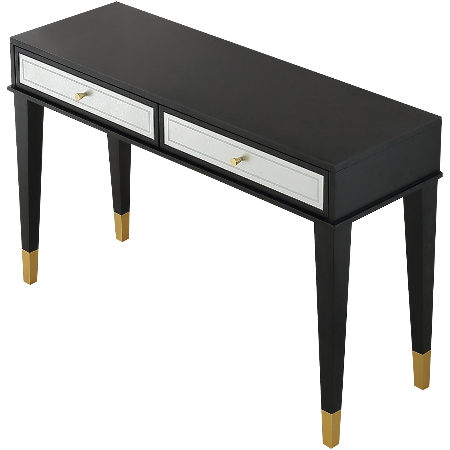 47" Black Silver and Gold Wood Console Table And Drawers-1
