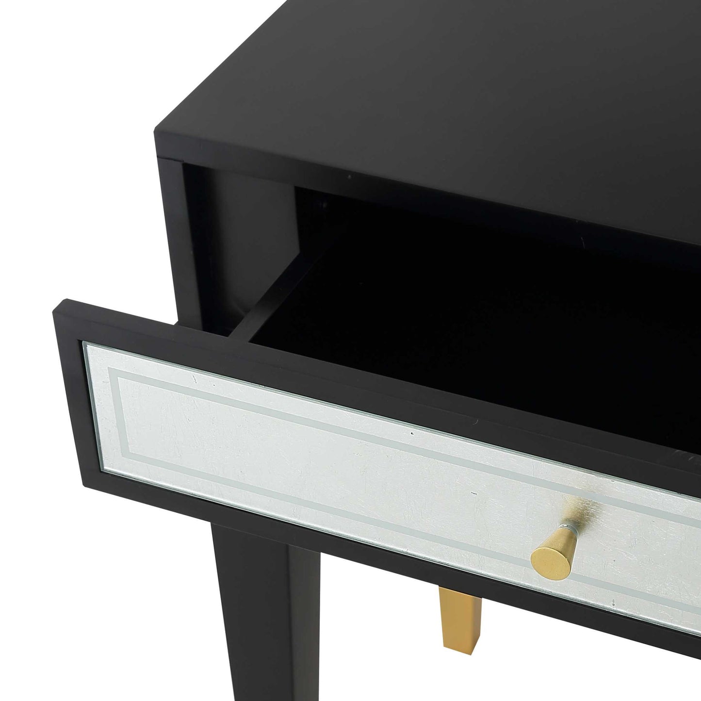 47" Black Silver and Gold Wood Console Table And Drawers-5